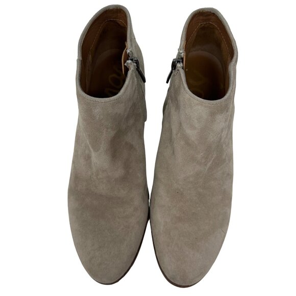 Sam Edelman Petty Ankle Boot Size 8.5 Tan Suede Leather Side Zip Low Heel - Picture 5 of 12